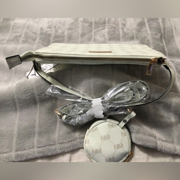 Nicole Miller Cream/Bone NM Logo Crossbody with Matching Coin Pouch - Picture 9 of 9